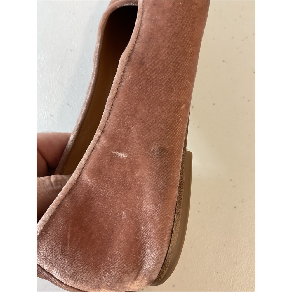 Tory Burch Eleanor crushed velvet Ballet Flat Pink crystal Logo Womens Size 11 - Picture 12 of 15